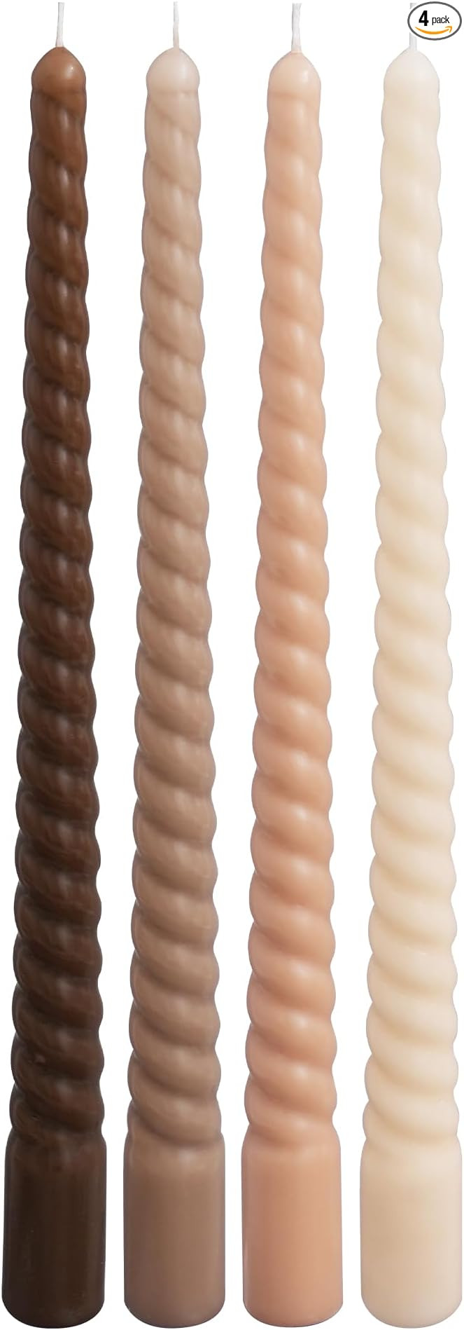 Viyffo Spiral Taper Candles 11 Inch Brown Set of 4 Unscented, Dripless, Smokeless Tapered Candles... | Amazon (US)