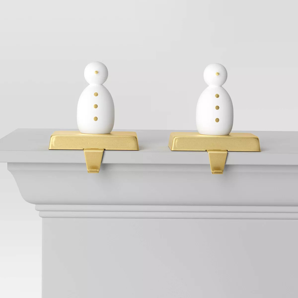 2pk Wood Snowman Christmas Stocking Holder White/Gold - Wondershop™ | Target
