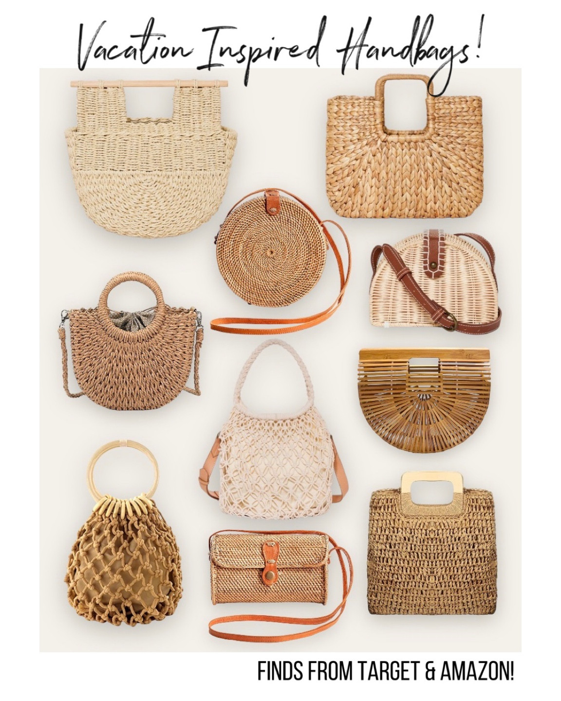 Straw, crochet, jute & bamboo handbags perfect for your next vacation!

Resort style / vacation style / beach look / amazon handbags / Target handbags


#LTKtravel #LTKitbag #LTKunder50