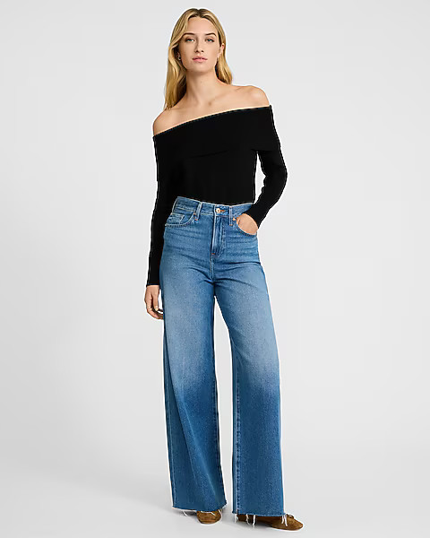 Cloud Soft Fold Over Off The Shoulder Sweater | Express