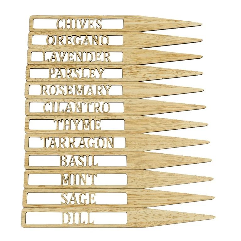 Plant Labels Wooden Tags Sticks Garden Markers Set Herbs Flowers Potted Nursery 12pcs Hollow I | Walmart (US)