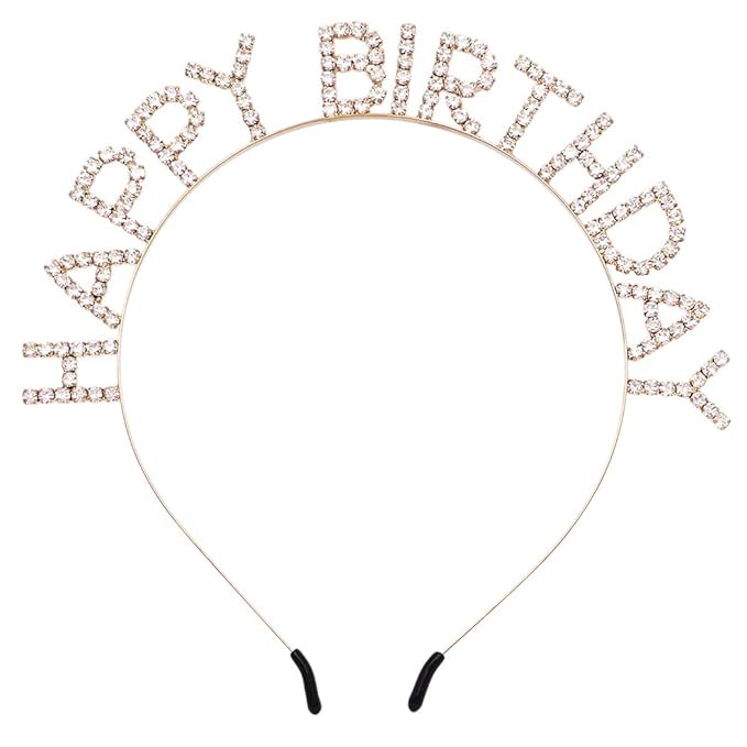 Rosemarie & Jubalee Women's Happy Birthday Crown With Crystal Rhinestones Headband Tiara (Clear C... | Amazon (US)