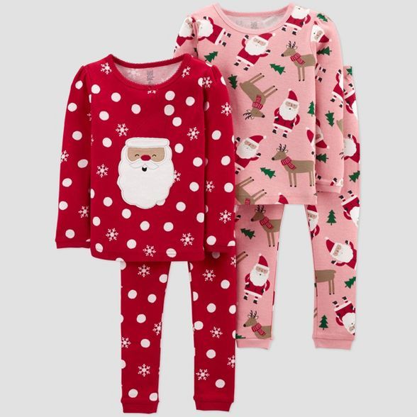 Toddler Girls' 4pc Polka Dot Santa Snug Fit Pajama Set - Just One You® made by carter's | Target