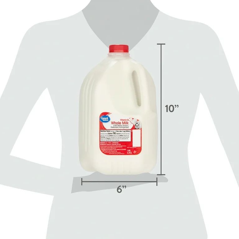 Great Value Whole Vitamin D Milk, Gallon, 128 fl oz | Walmart (US)