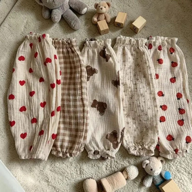 Organic Cotton Baby Pants, Muslin Toddler Trousers, Breathable Infant Capris, Unisex Kids Bottoms... | Etsy (Global)
