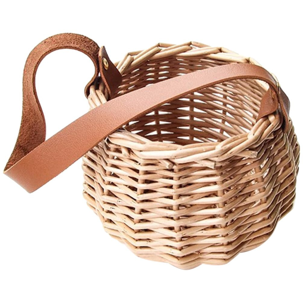 Wicker Woven Baskets with Leather Handle Wedding Flower Girl Baskets Candy Storage Basket for Wed... | Amazon (US)