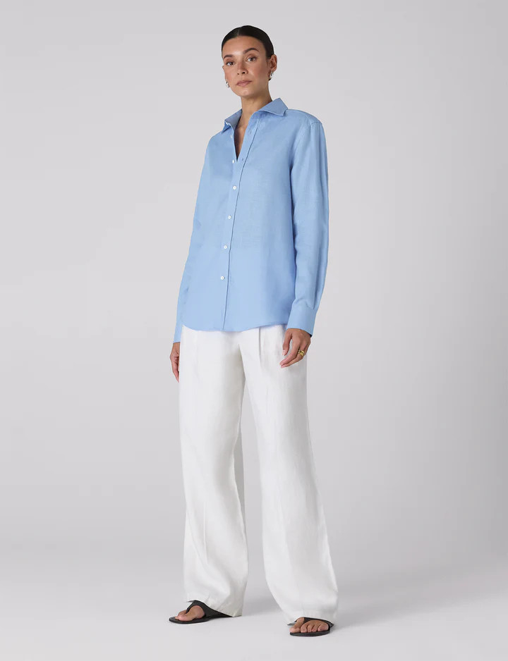 The Boyfriend: Linen, Cornflower Blue | With Nothing Underneath