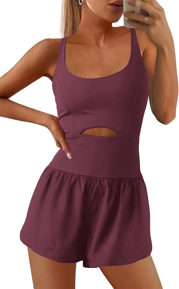 SENSERISE Womens Athletic Romper Workout Romper Running Onesie One Piece Jumpsuits Tennis Outfits... | Amazon (US)