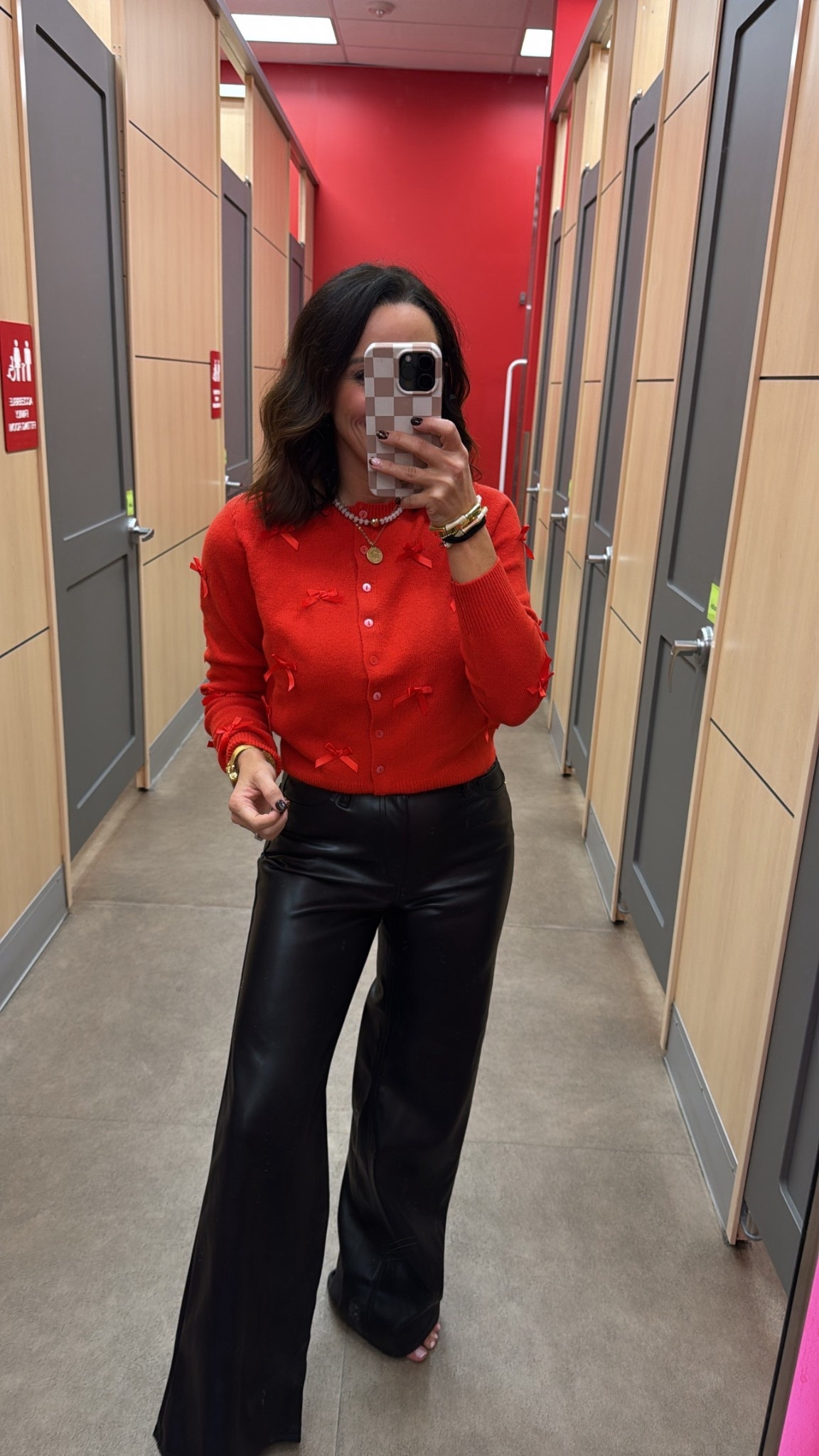 Y’all this bright red bow cardigan from Target is so good!! The prettiest mix of festive and feminine! Can be paired with denim or these faux leather pants to dress it up. Perfect for date night, holiday office parties, and all other festive gatherings! ❤️ red sweater, holiday parties, outfit inspo, Christmas sweater, bow outfit, leather pants, Target finds, VintagePickinn

#LTKHoliday #LTKootd #LTKPetite