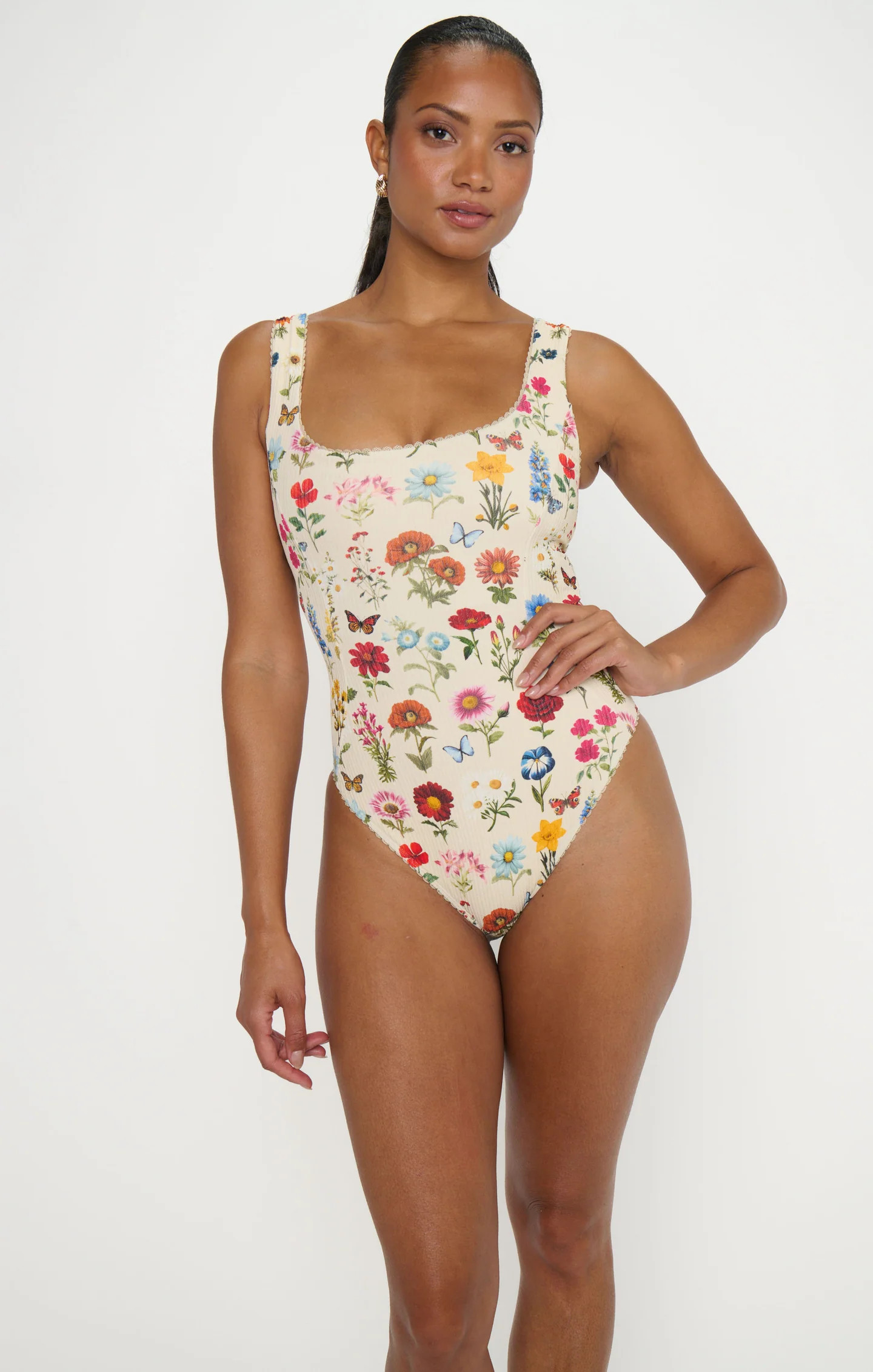 Miramar Beach One Piece ~ French Floral Rib Scrunch | Show Me Your Mumu