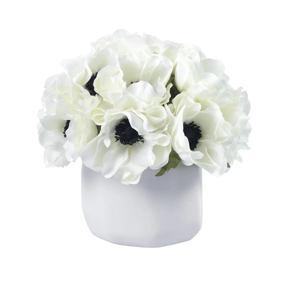 Anemones in Matte White Vase | Stark Carpet