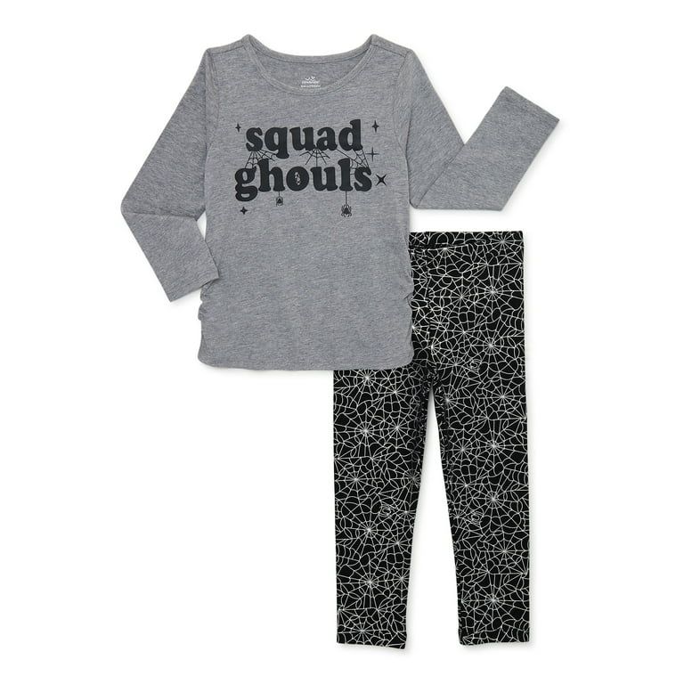 Halloween Way to Celebrate! Baby and Toddler Girl Long-Sleeve T-Shirt and Leggings Outfit Set, 2-... | Walmart (US)