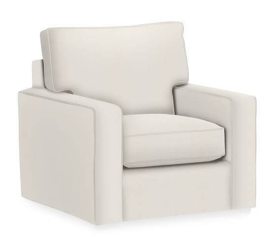 PB Comfort Square Arm Upholstered Swivel Armchair | Pottery Barn (US)