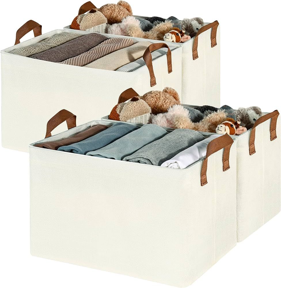 GRANNY SAYS Storage Bins for Shelves, Linen Closet Organizers and Storage Baskets with Metal Fram... | Amazon (US)