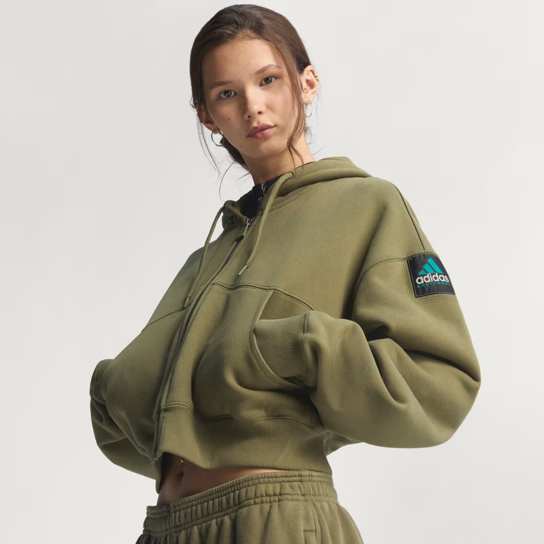 adidas Equipment Cropped Hoodie Focus Olive S Womens | adidas (US)