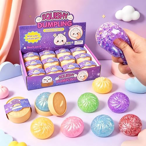 12PCS Glitter Dumplings Squishies, Jumbo Dumpling Squishies Stress Balls for Adults, Mini Rainbow Slow Rising Dumpling Relief Set Pack, Dumplings Squishes Mystery Stress Ball Set | Amazon (US)