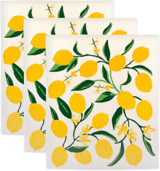 DII Swedish Dishcloth Cleaning Collection, 7.75 x 6.75, Lemons 3 Count | Amazon (US)