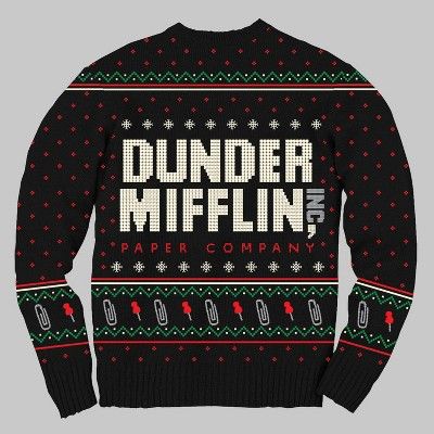 Men's The Office Dunder Mifflin Ugly Holiday Sweater - Black | Target