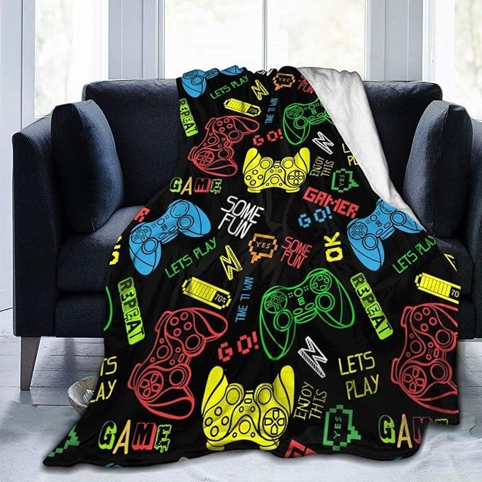 UNSUWU Video Game Gamer Flannel Throw Blankets Super Soft Warm Fuzzy Bed Blanket, Lightweight Fle... | Amazon (US)