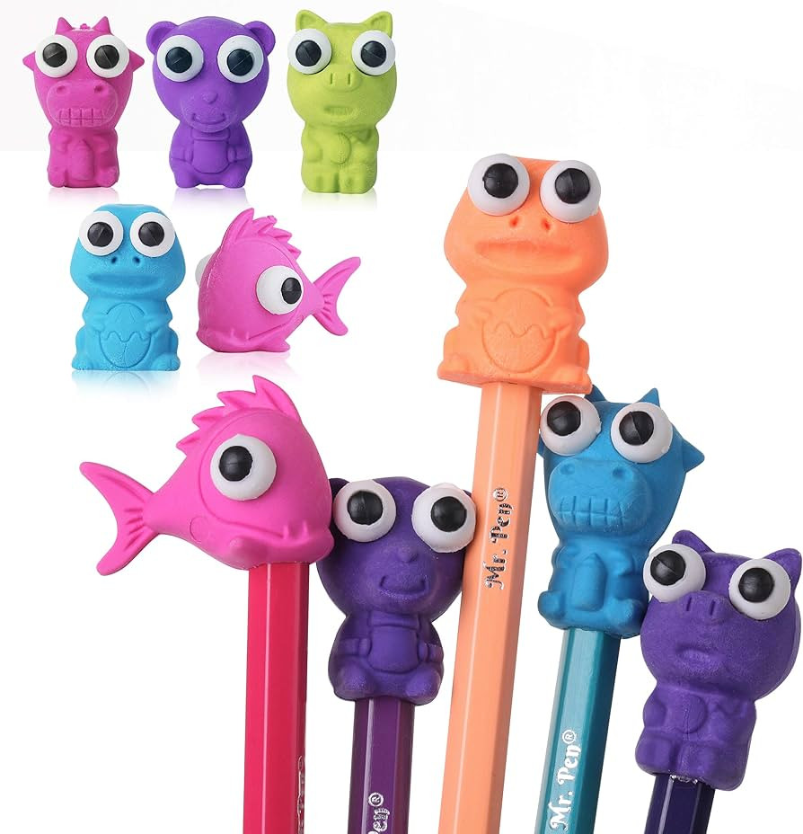 Mr. Pen- Erasers, Cap Erasers, 20 Pack, Animal Eraser Caps (Eyes Come Out), Erasers for Kids, Pen... | Amazon (US)
