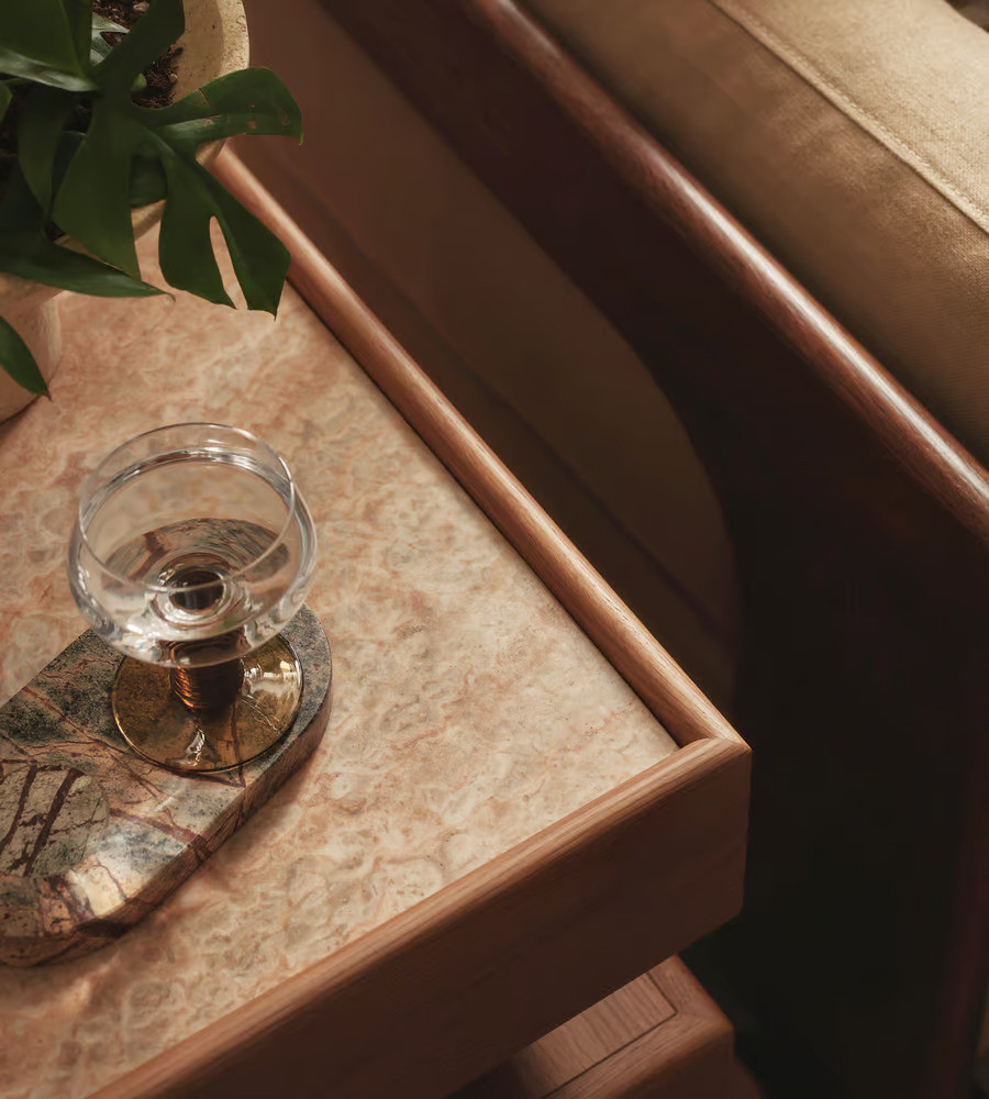 Wood and Marble Side Table. Perfect statement piece for a neutral modern living room