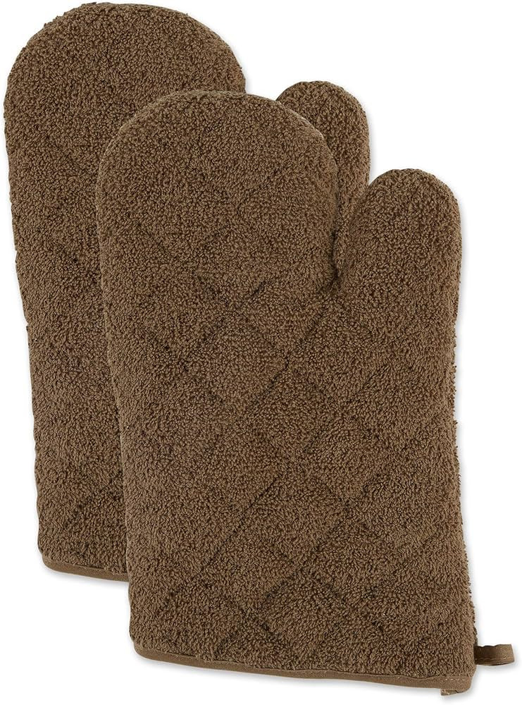 DII Basic Terry Collection 100% Cotton Quilted, Oven Mitt, Brown, 2 Piece | Amazon (US)