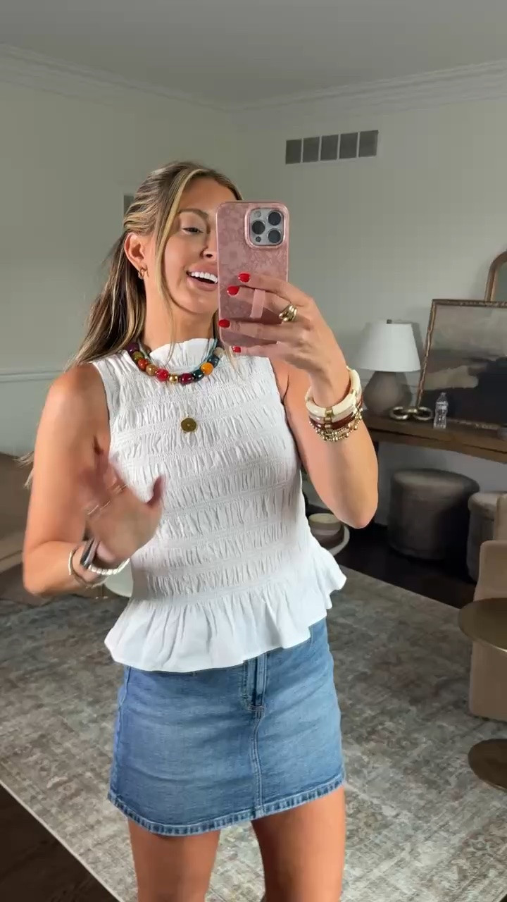 The prettiest summer top and jean skort. SO good. Summer outfit. Vacation outfit. Denim skort. Country concert.

#LTKootd #LTKdayinmylife #LTKgrwm