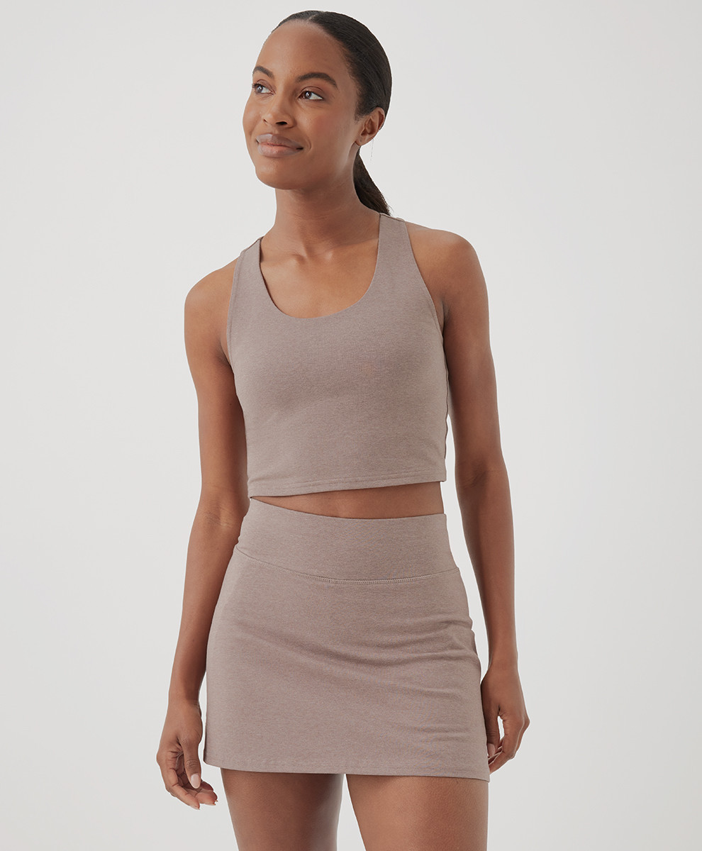 Women's Deep Taupe Heather On the Go-To Crop Tank 3XL | Pact Apparel