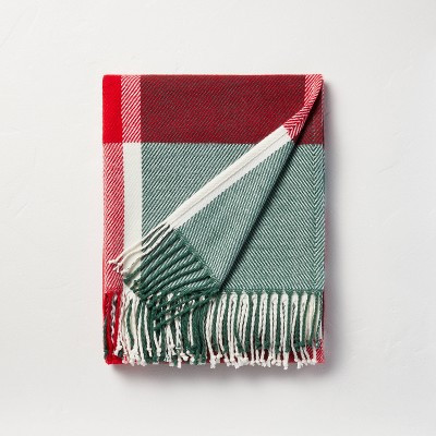 Festive Plaid Woven Christmas Throw Blanket Red/Green/Cream - Hearth & Hand™ with Magnolia | Target