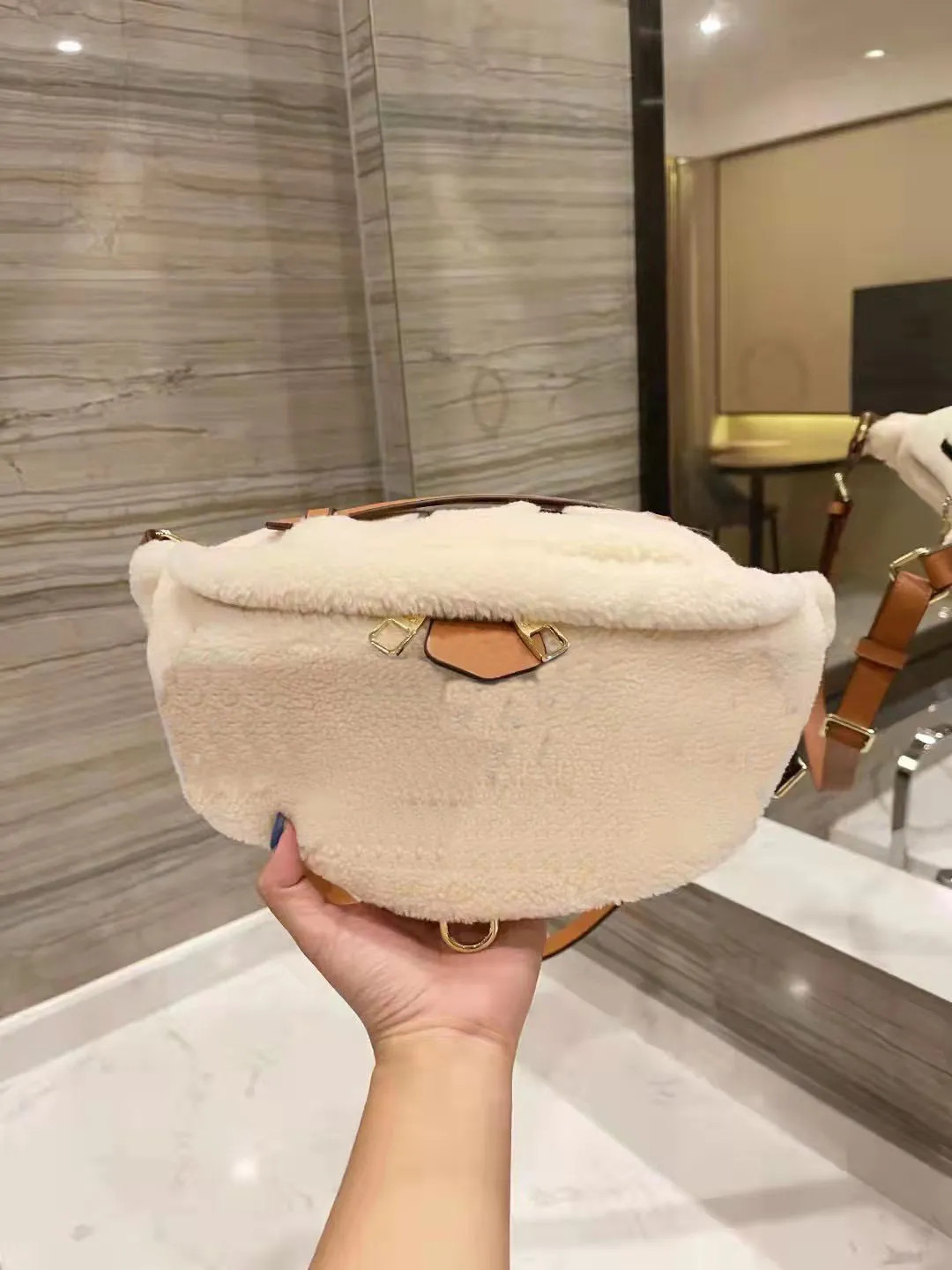 Designer designed Chest pack Cross Body bag the lamb hair shoulder bag with letters and flower pa... | DHGate