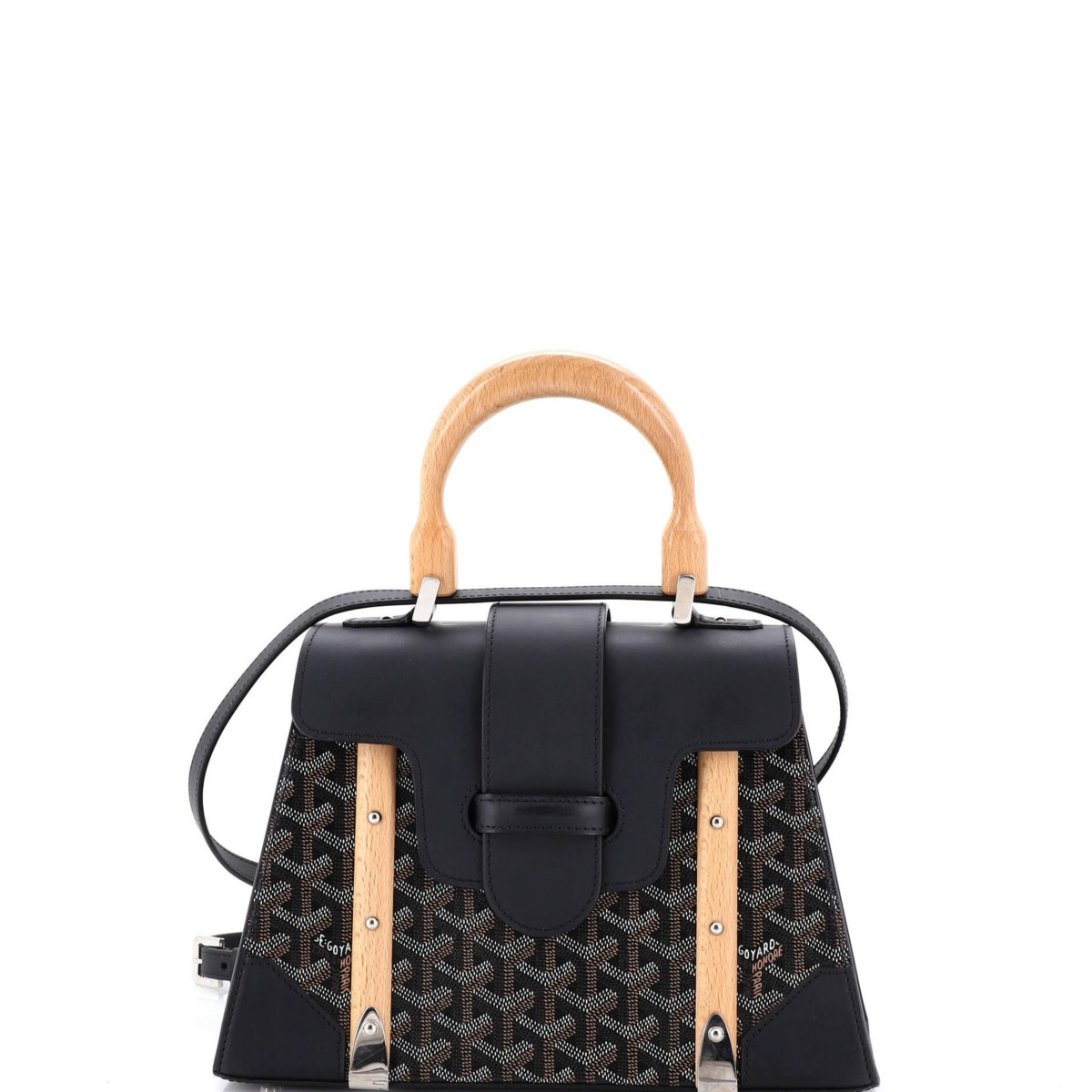 Pre-Owned Goyard Pm Saigon Top Handle Bag Coated Canvas with Leather - Black | Macy's