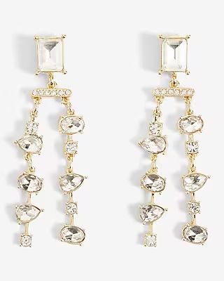 Crystal Embellished Double Drop Earrings | Express