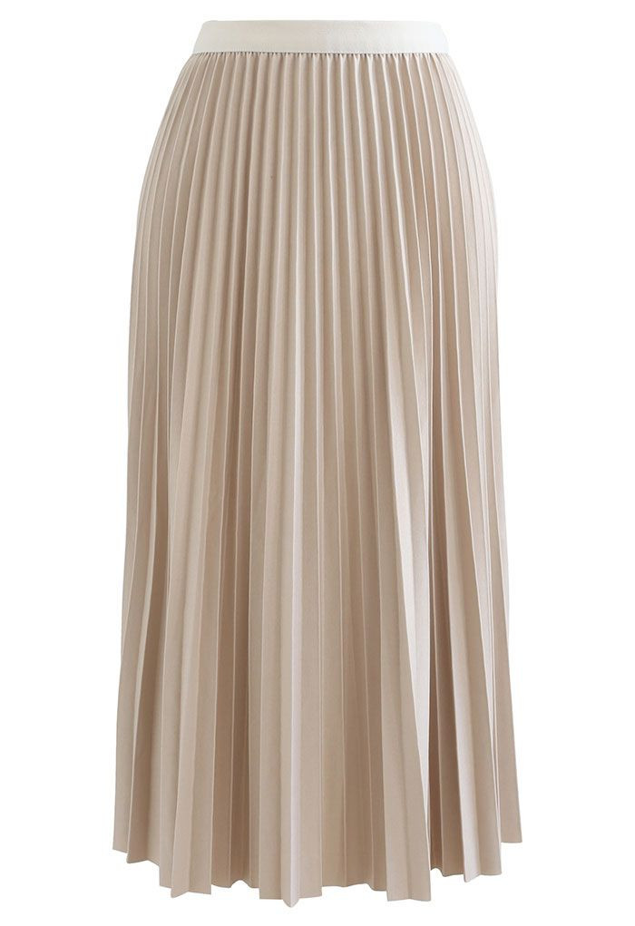 Simplicity Pleated Midi Skirt in Cream | Chicwish
