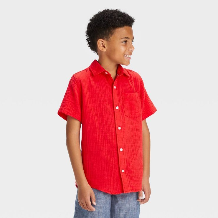 Boys' Short Sleeve Gauze Button-Down Shirt - Cat & Jack™ | Target