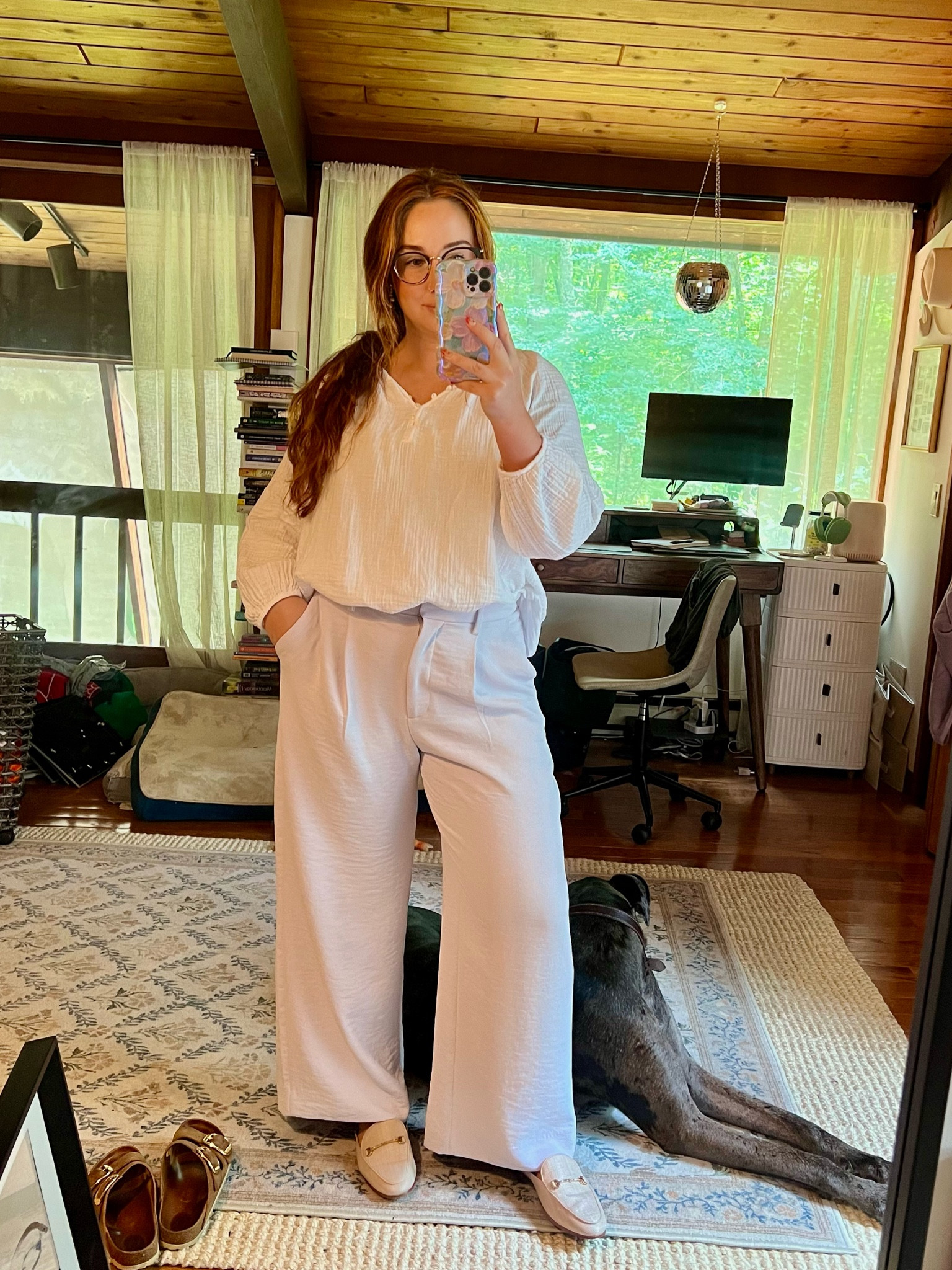 Work wear! I love Abercrombie curve love pants and a gauze shirt for summer time. In a size 30 in the pants, large in top. Pants were older Abercrombie and top is old, old navy. Linked similar items 🫶🏼

#LTKWorkwear #LTKFindsUnder100 #LTKStyleTip
