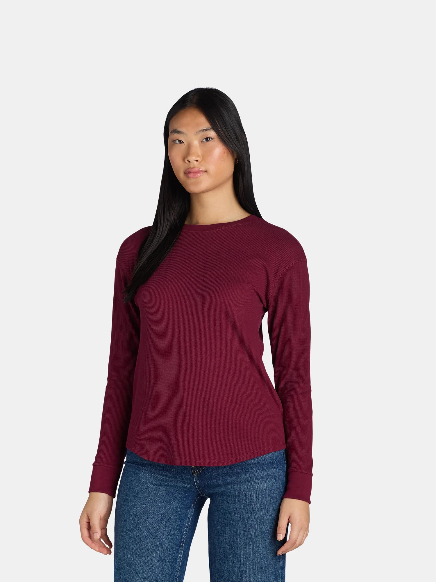 Time and Tru Women’s Essential Thermal T-Shirt with Long Sleeves, Sizes XS-XXXL | Walmart (US)