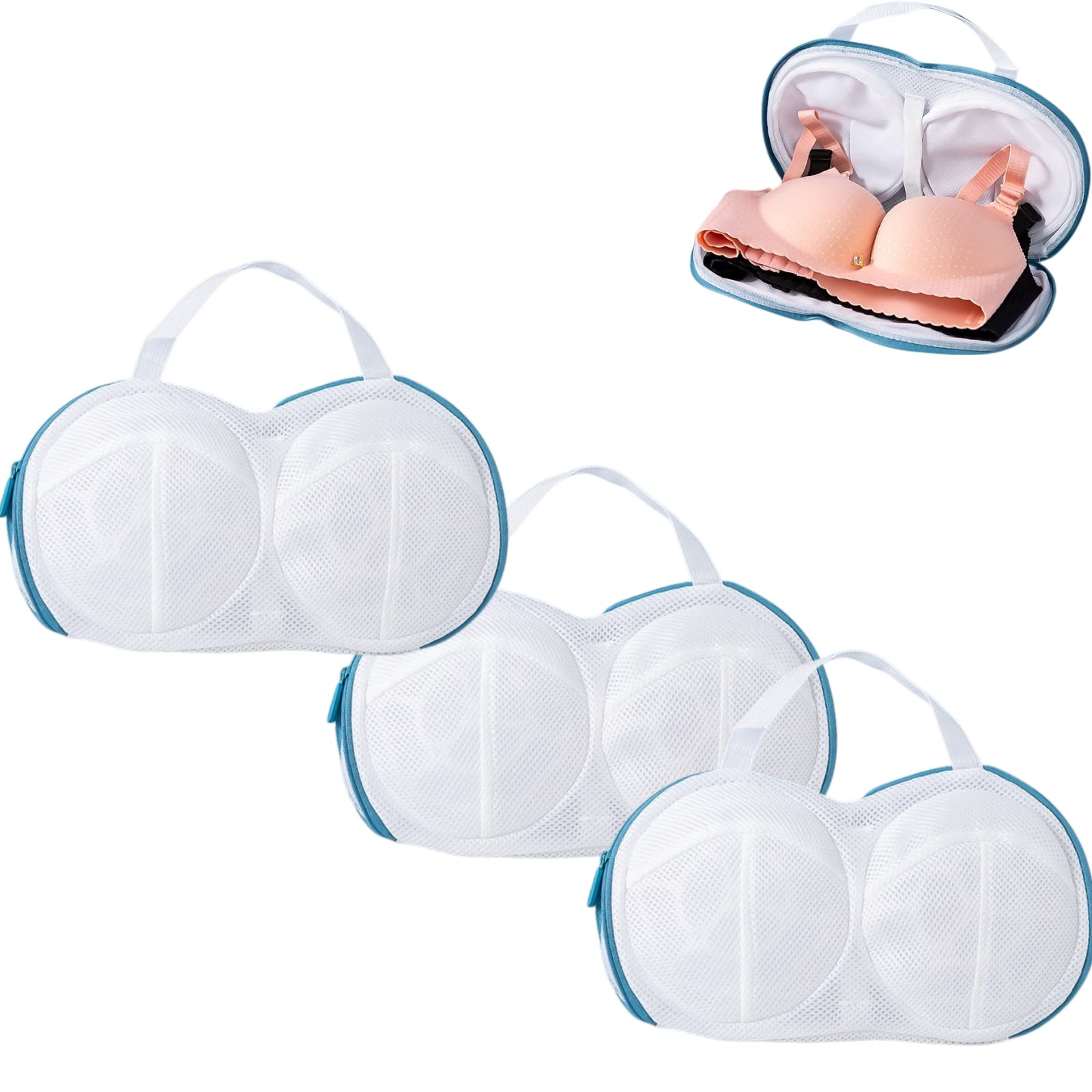 3Pcs Bra Wash Bags for Laundry Lingerie Underwear Brassiere Bag Set for Washing Machine With Zipp... | Amazon (US)