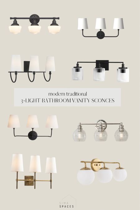 Modern traditional Triple vanity sconce roundup - all under $300! Many of these come in multiple color options.


Sconce lights, vanity sconces, bathroom sconces, bathroom lights, 3-light 


#LTKhome