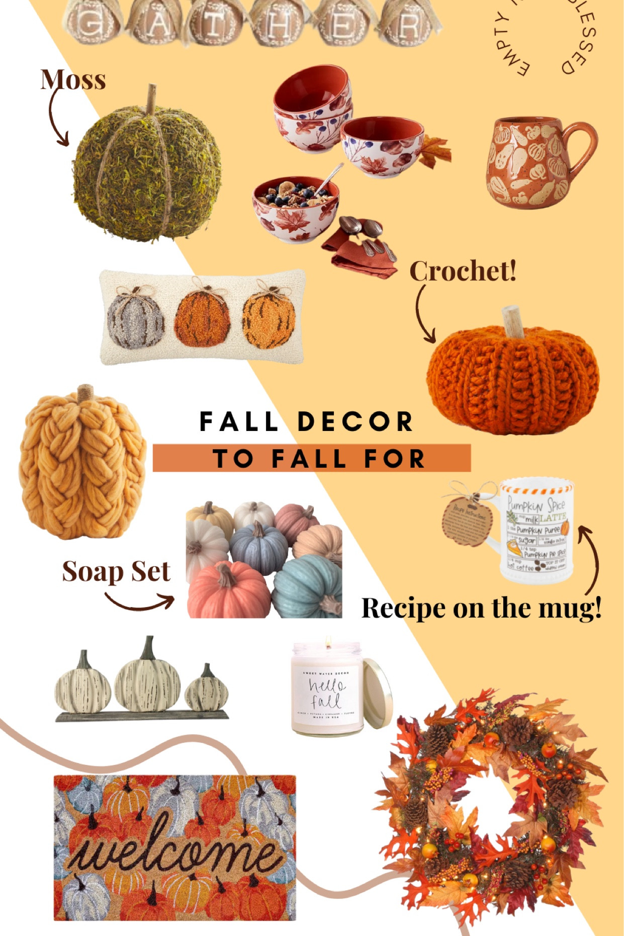 Fall decor, pumpkins, crochet pumpkins, believer pumpkins, fall candles, thanksgiving decor, Halloween decor, fall hostess gifts

These are my favorite items for fall decor!

#LTKSeasonal #LTKhome #LTKunder100
