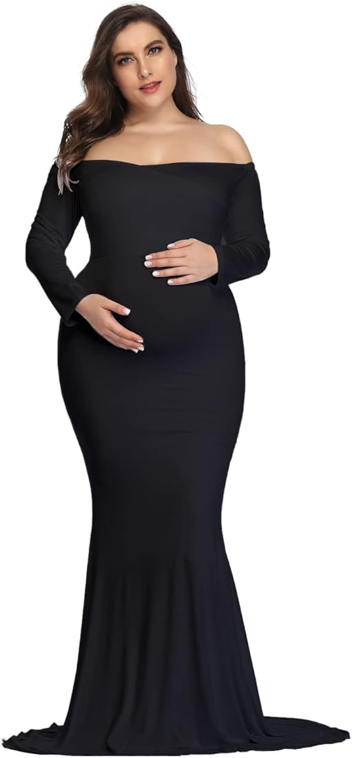 YnimioAOX Maternity Photoshoot Dress Long Sleeve Elegant Maxi Photography Dress Slim Stretchy Gow... | Amazon (US)