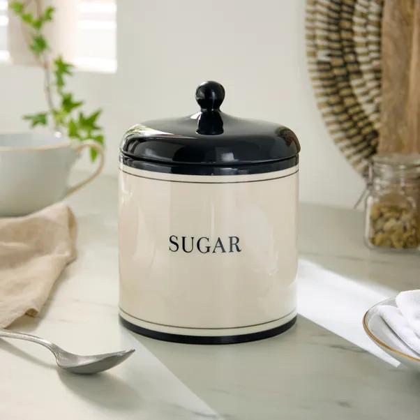 Monochrome Sugar Canister | Dunelm