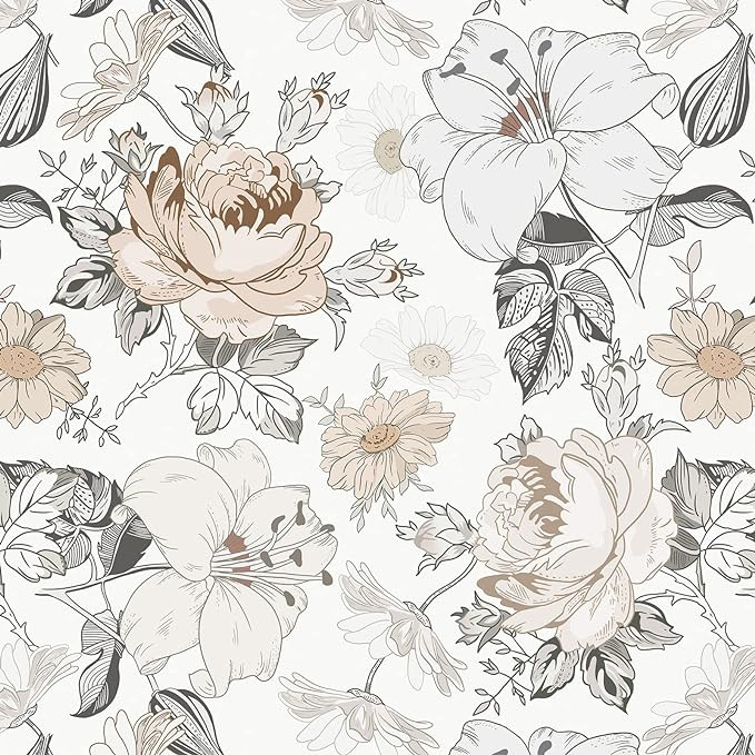 Hopepak Floral Peel and Stick Wallpaper for Bedroom Modern Farmhouse Flower Wall Paper Self Adhes... | Amazon (US)