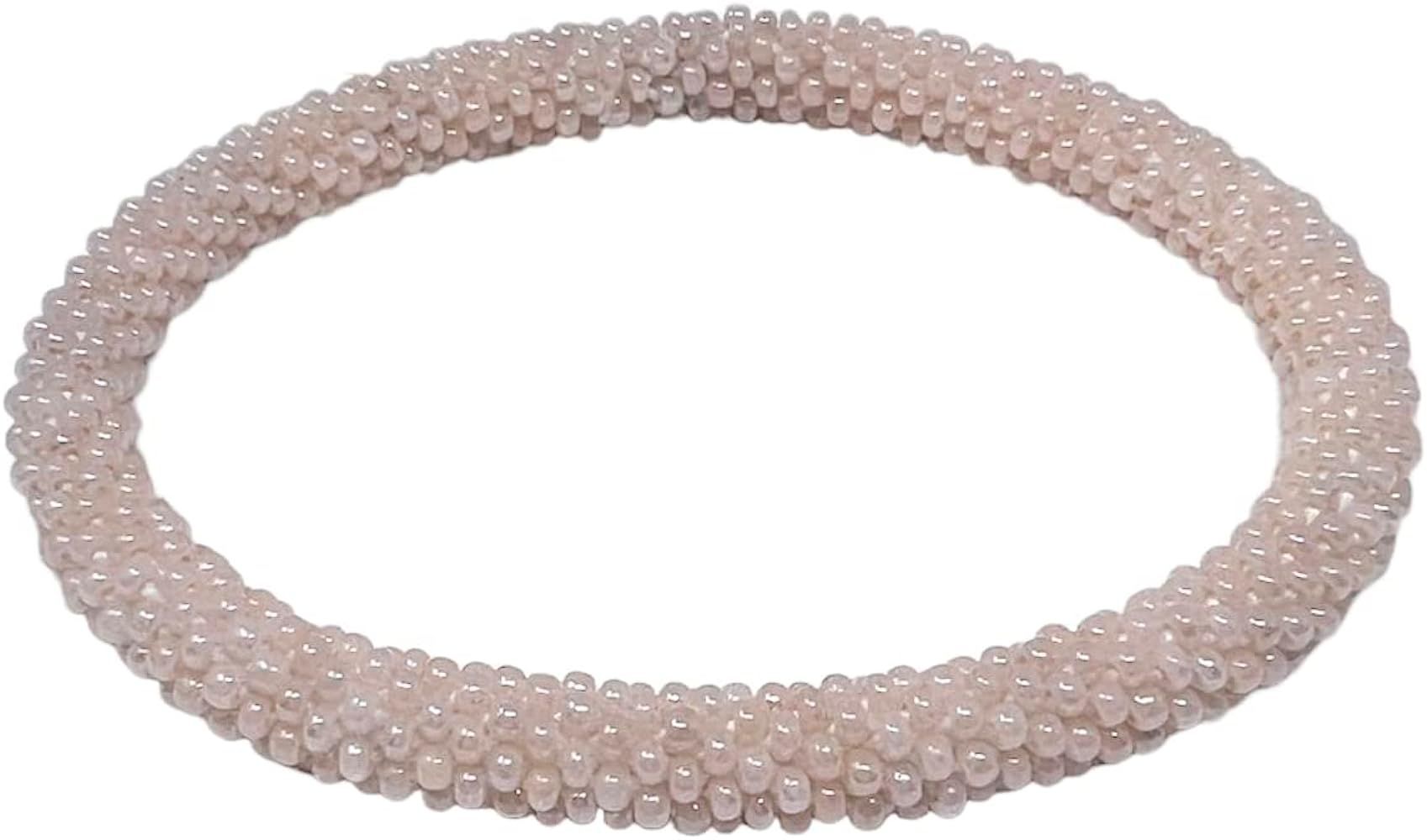 Crochet Glass Seed Bead Nepal Boho Bracelet - Single Piece Solid | Amazon (US)