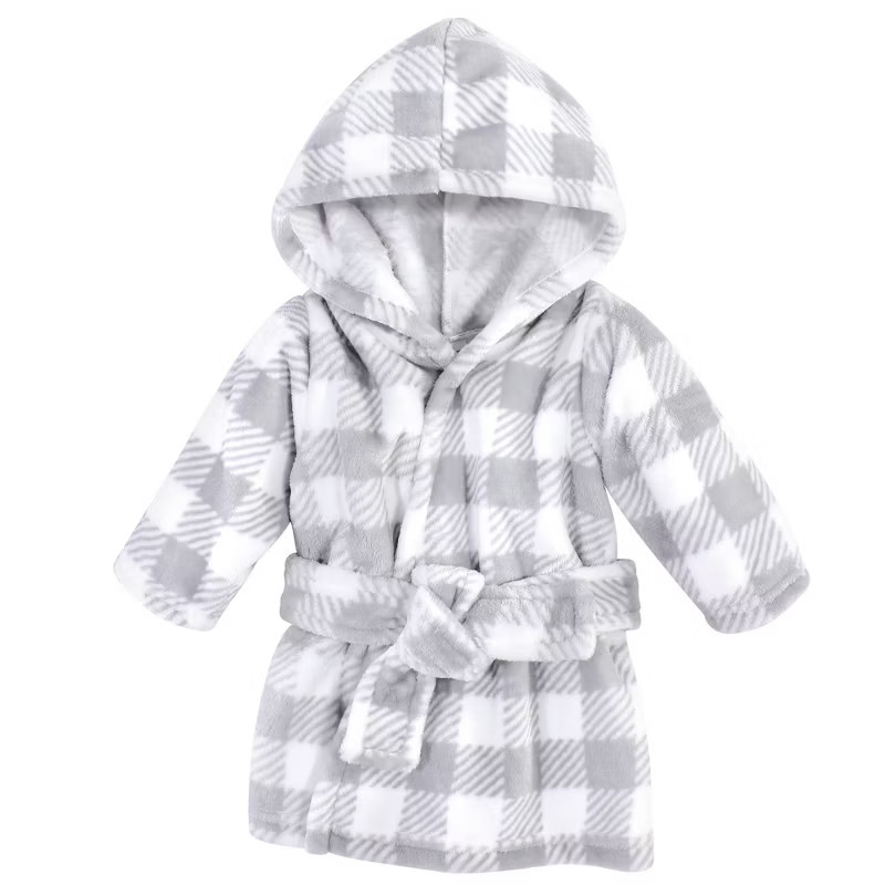 Hudson Baby Infant Plush Animal Face Bathrobe, Gray Plaid, 0-9 Months | Target