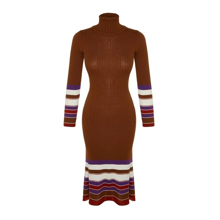 Trendyol Women  Design Midi Shift Regular Fit Knitwear Dress | Walmart (US)