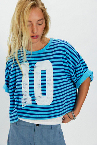Daydreamer Striped Sport Oversized Cropped Tee | Free People (Global - UK&FR Excluded)
