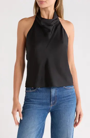 Renee C Satin Halter Top in Black at Nordstrom Rack, Size X-Large | Nordstrom Rack