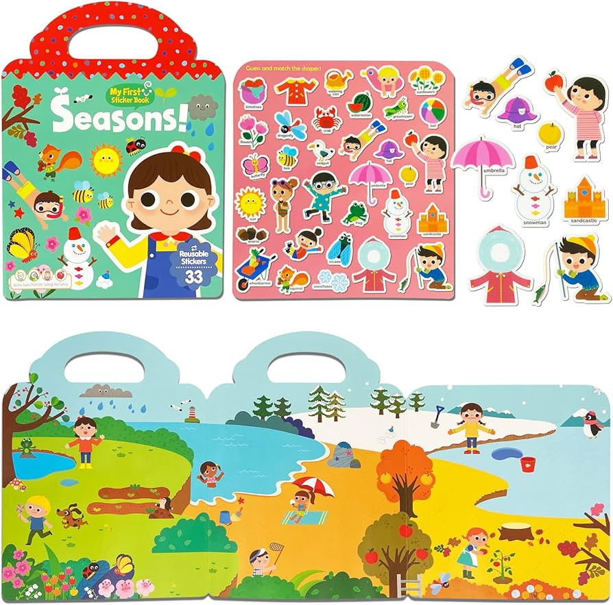 3D Stickers Book for Kids,Reusable Stickers for Toddlers, (Season)Theme Activity Stickers Books f... | Amazon (US)