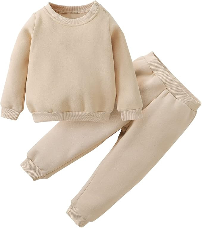 SOBOWO Toddler Baby Boy Clothes Winter Solid Long Sleeve Pullover Sweatshirt Pants 2Pcs Fall Outf... | Amazon (US)