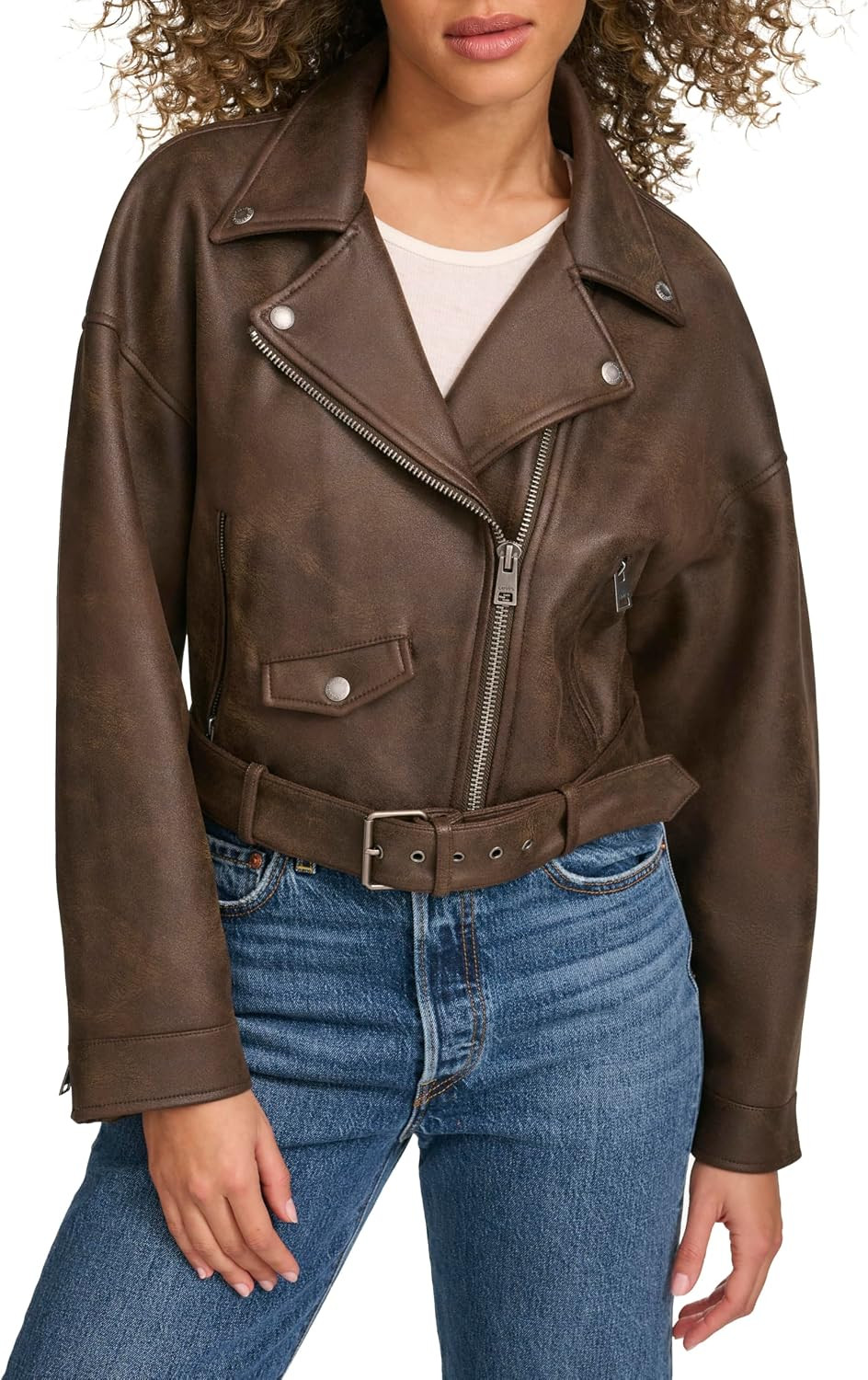 Levi's Womens Faux Leather Cropped Moto Jacket | Amazon (US)